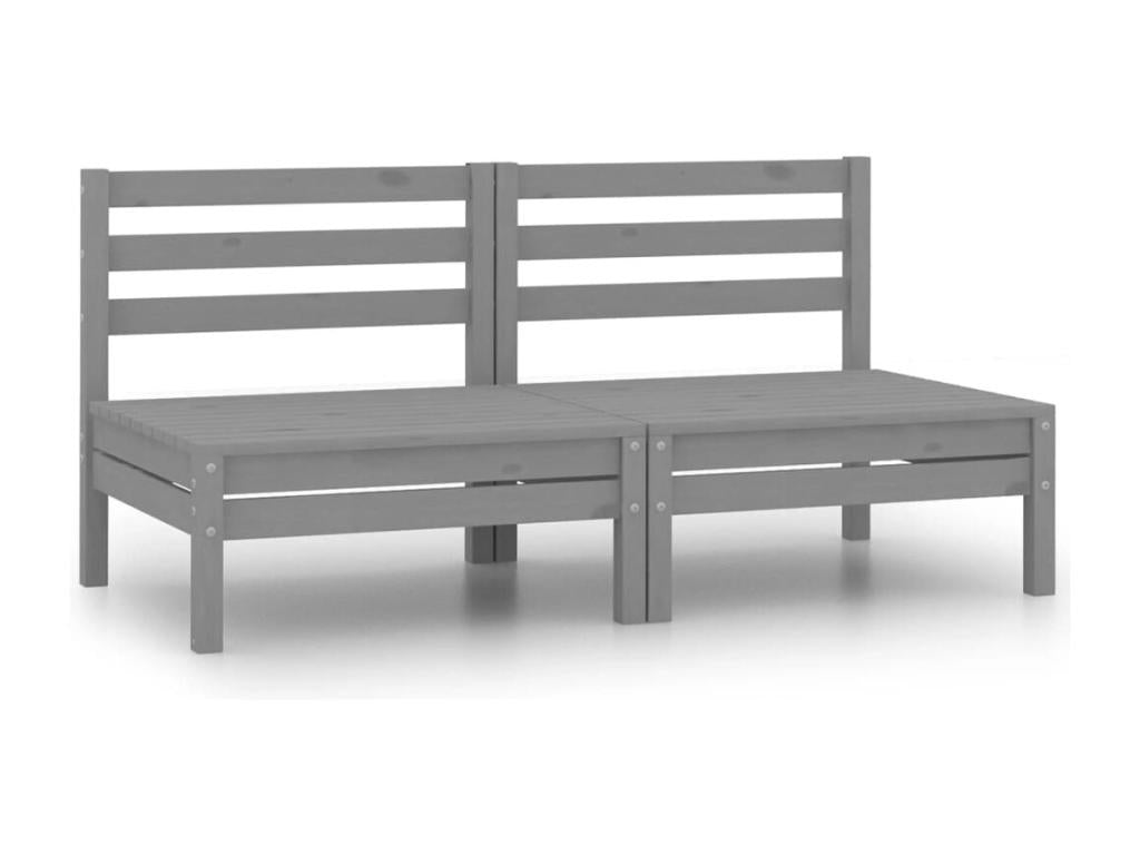 2-piece garden center sofas, grey solid pine wood VNQN11540