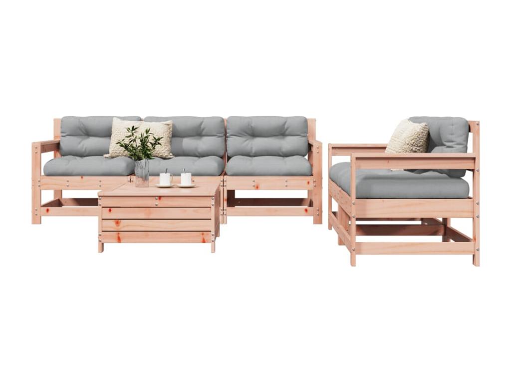 Salon de jardin 6 pcs bois massif sapin de Domopure BLDD66369