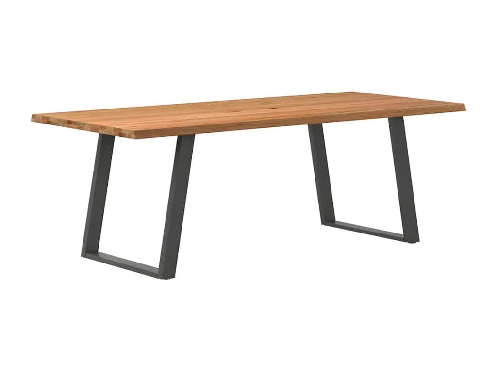 Light brown dining table 220x100x74 cm solid oak wood PUMG44839