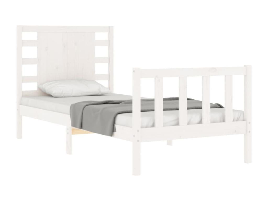 White bed frame and headboard 100x200 cm solid wood RTPC45161