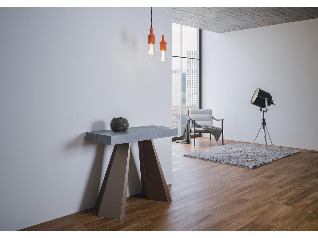 Diamante Small Premium Extendable Console Table 90x40/196 cm Concrete Grey Bear Frame PMMY43723