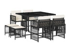 9-piece garden dining set with cushions, black resin wicker NYUI90989