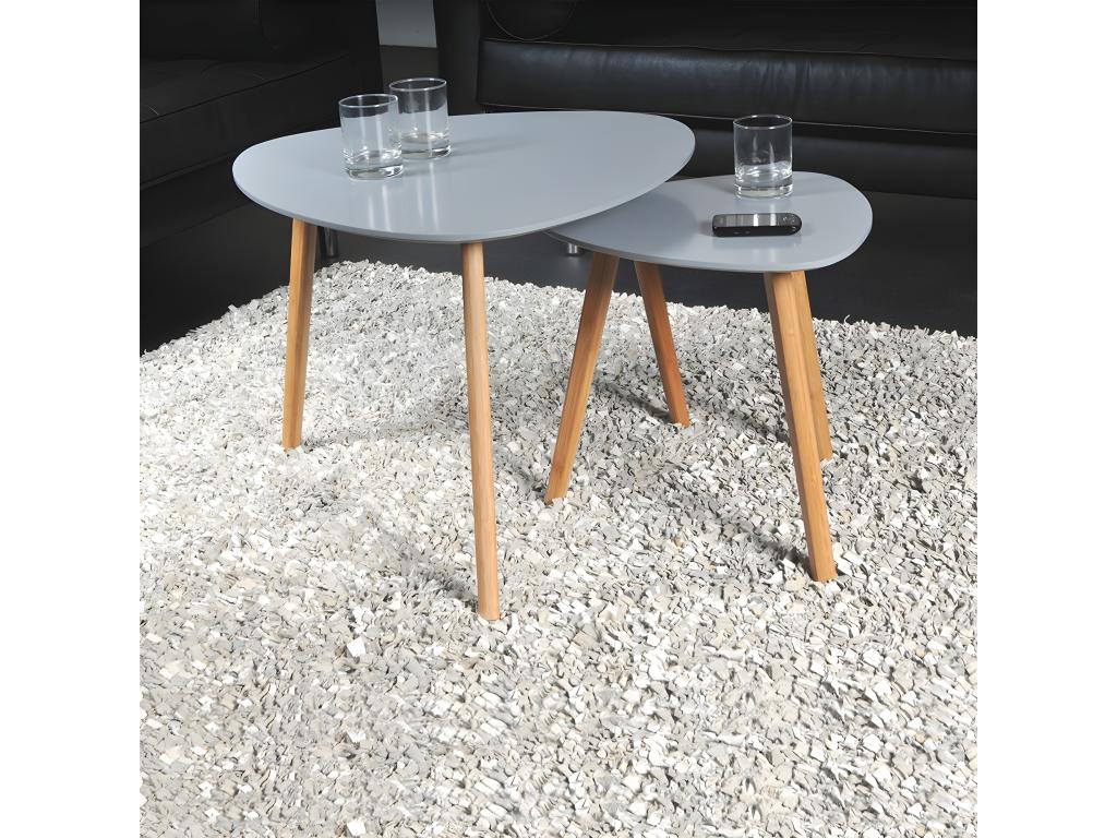 Lot de 2 tables basses gigognes Domopure / Gris CWYA62512