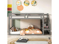 Cabin bed 90x200 cm lower bunk bed with safety stairs - grey - Decohaute NPQA11388