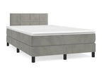 Upholstered bed base and mattress, light grey, 120x200cm, velvet, UUPC16747