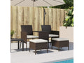 Garden sofa, tea table and stools, brown woven resin KEBC59244