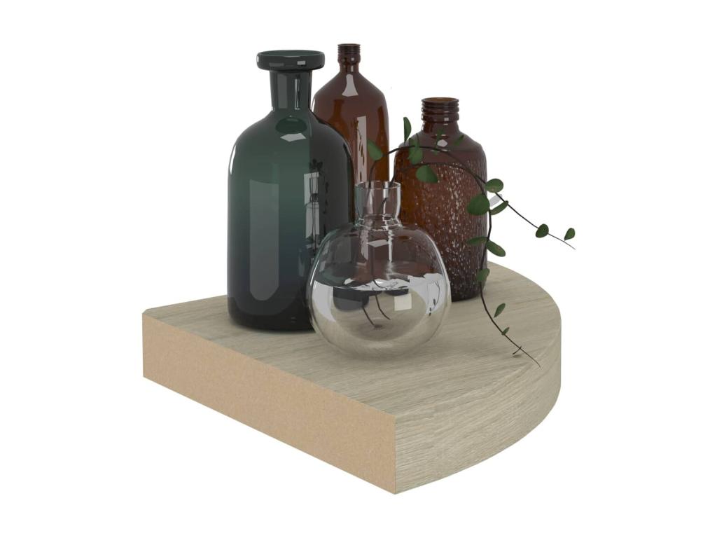 Floating Corner Shelves, 4 pcs, Oak, 25x25x3.8, MDF, IQLL49894