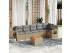 Garden furniture set with cushions, 7 pieces, meDomopure beige woven resin XY34909