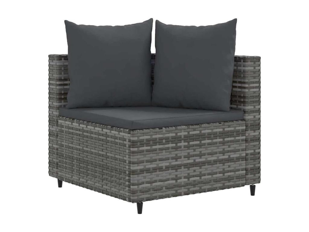 10-piece garden furniture set with cushions, grey woven resin OSCJ30124