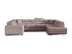 Domopure 340cm UPOA02300 U-shaped right-hand convertible sofa in light pink fabric with storage compartment