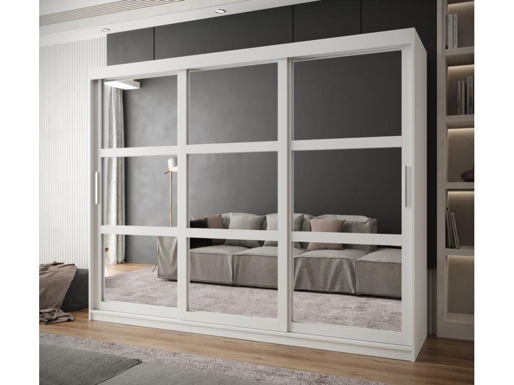 ARMOIRE MIROR À PORTES COULISSANTES 200/250/62 3 Portes blanc REWT59709