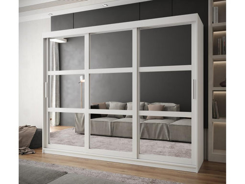 MIROR SLIDING DOOR WARDROBE 200/250/62 3 Doors White REWT59709