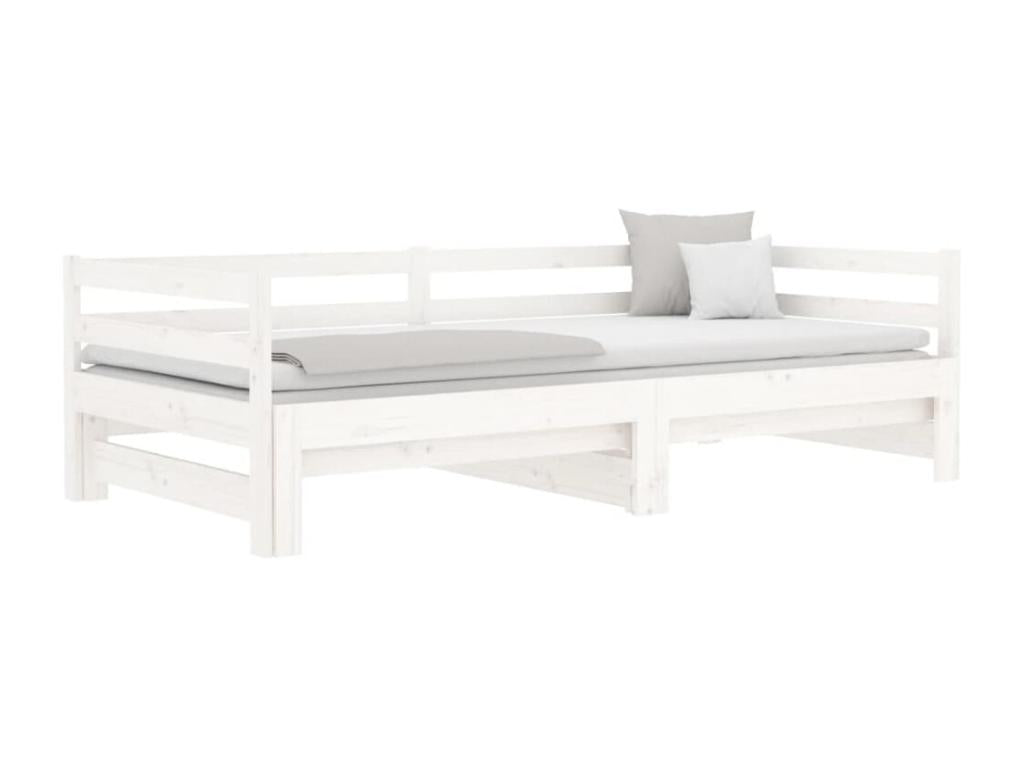 White Sliding Bed 2x 80x200 cm Solid Pine Wood XZJT54153