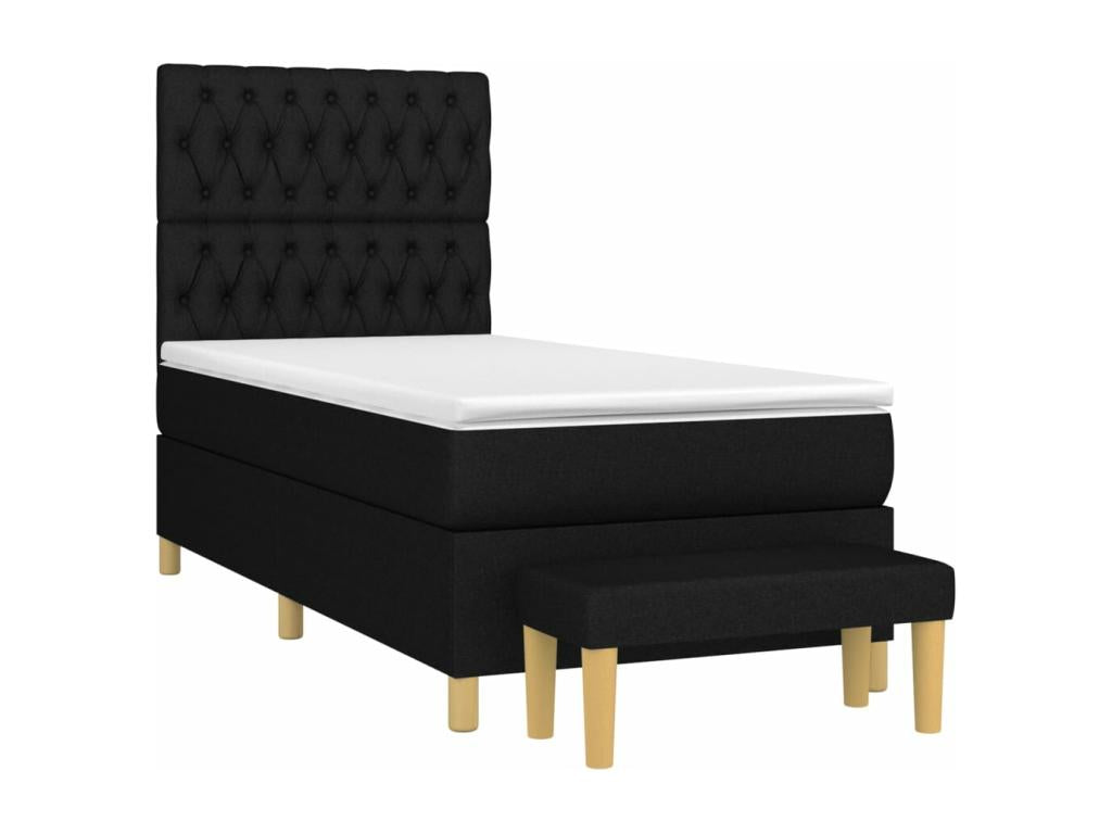 Sommier à Domopure de lit avec matelas Noir 90x190 cm Tissu ZFPB20253