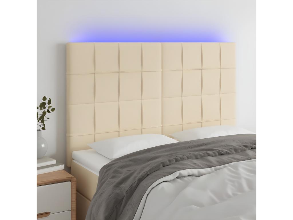 Tête de lit à LED Crème 144x5x118/128 cm Tissu IIVA31607