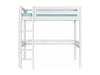 DomopureÉ PMYF07993 2-person loft bed with 120x190 cm mattress, solid white wood
