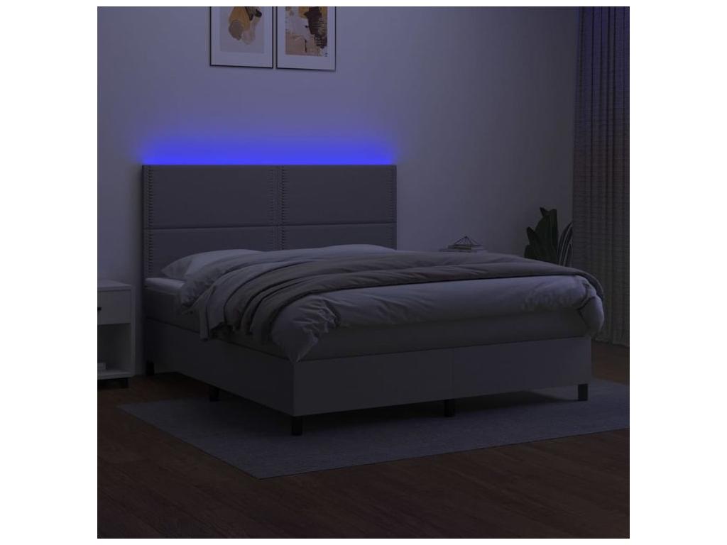 Sommier à Decohaute de lit et matelas et LED Gris clair 180x200 MBKV42134
