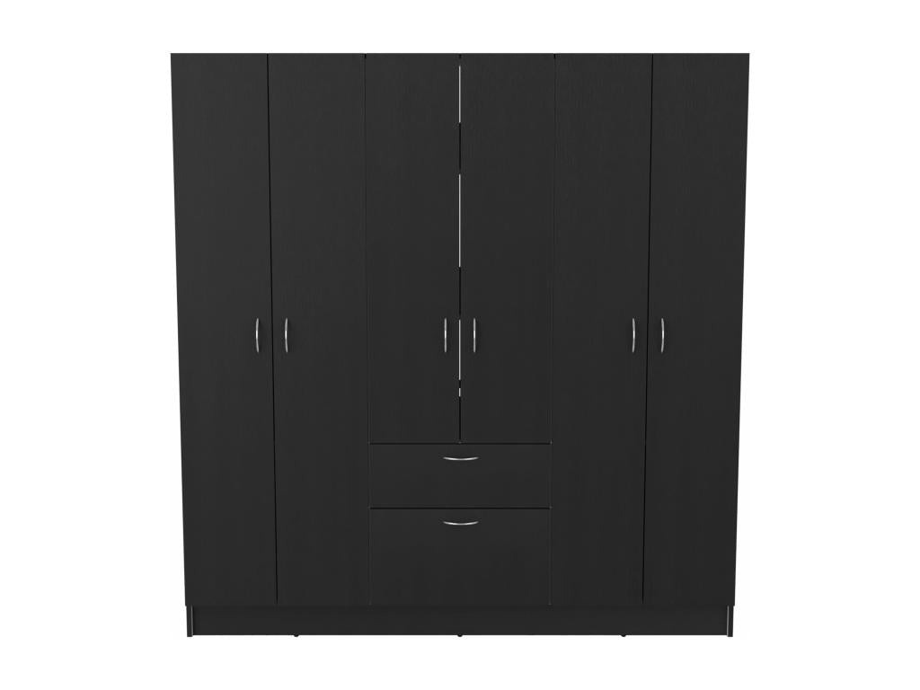 Decohaute 6-Door Wardrobe with Drawer and Cabinet, 181 cm x 162 cm x 47.29 cm, Black, BOGO62990