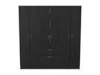 Decohaute 6-Door Wardrobe with Drawer and Cabinet, 181 cm x 162 cm x 47.29 cm, Black, BOGO62990