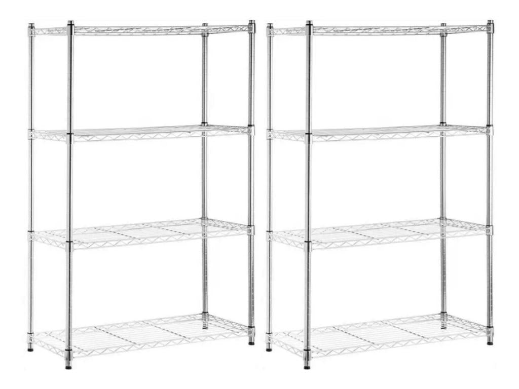 Pack of 2 metal shelving units with 4 adjustable shelves, 137x91.4x35.5cm, 320Kg, 7house QKHV41184