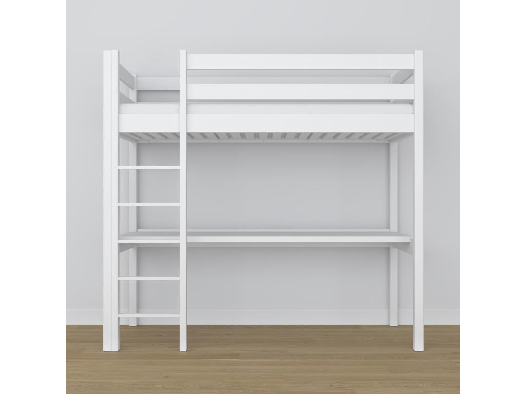 Wooden loft bed - with desk N05 White 100x190 MAPM53559