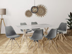 Dining table for 6 people in MDF and beech - White and light natural - Chicyla TAXX71960