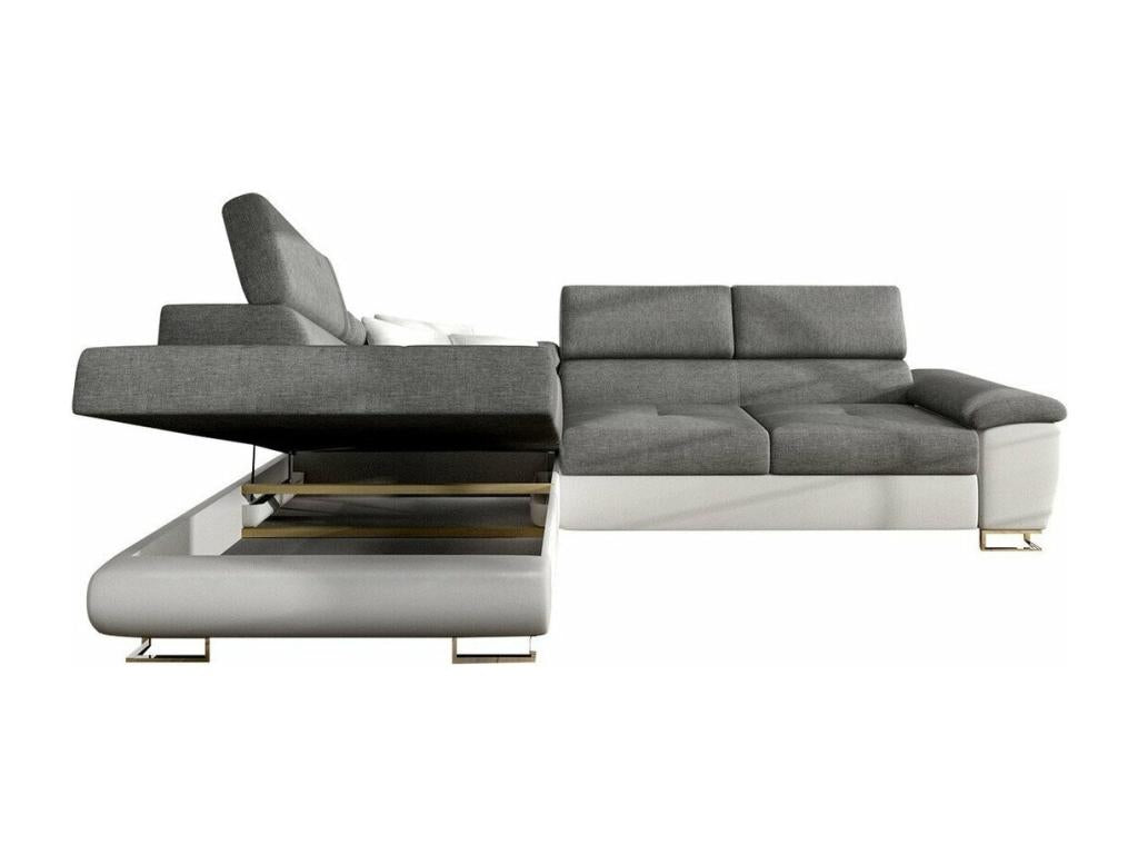 Domopure 166 Grey Corner Sofa with Sleeping Function and Bedding Box, 270x202x71cm, IPDM09690