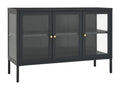 Buffet Anthracite 105x35x70 cm Acier et verre LMFB78499
