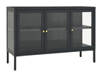 Buffet Anthracite 105x35x70 cm Acier et verre LMFB78499