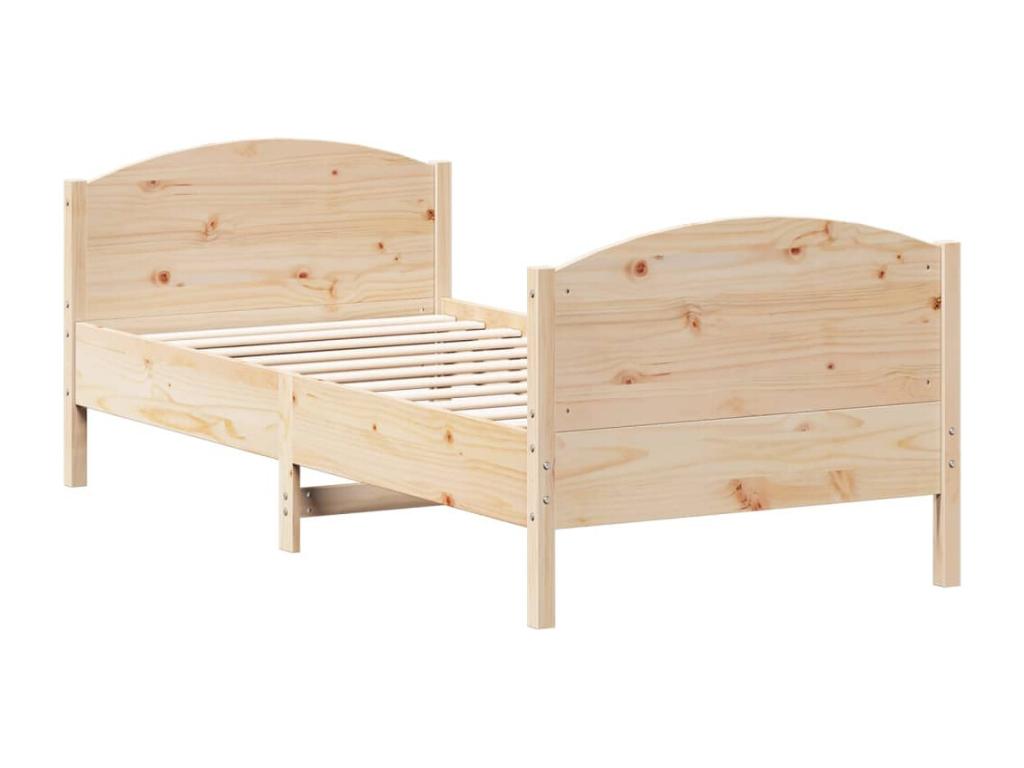 Bed frame and headboard 100x200 cm solid pine wood CODF52375