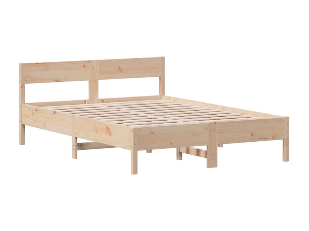 Bed frame with headboard 140x200 solid pine wood IRHR48190
