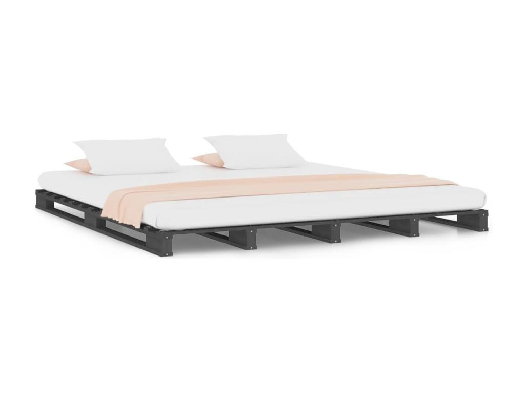 Pallet bed without mattress, grey, 120x200 cm, solid wood, ZWXU41104