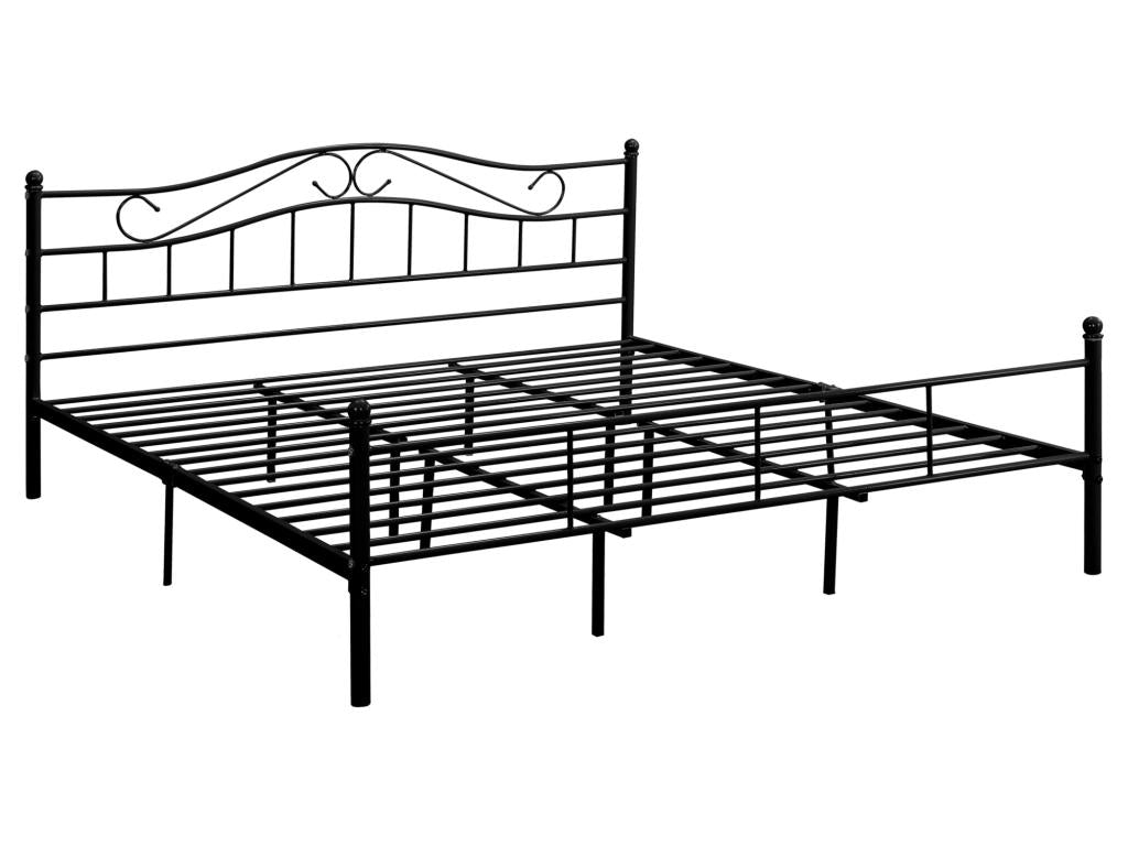Domopure Double Bed Frame, Powder-Coated Steel, 180x200cm, Black, Domopure PRSS70421