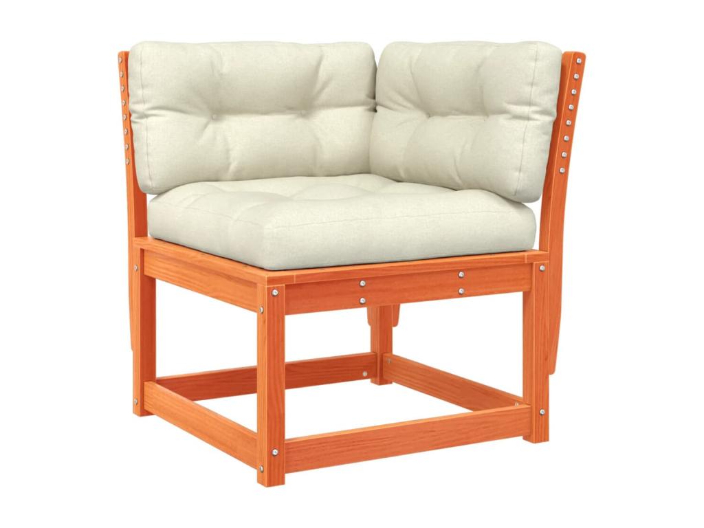 5-piece garden furniture set with cushions, brown wax finish, solid pine wood WGHV55421