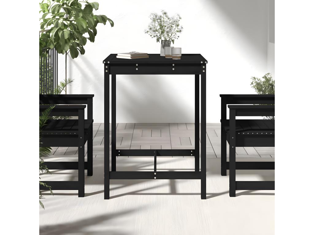 Black garden table 82.5x82.5x110 cm solid pine wood BBYN81950