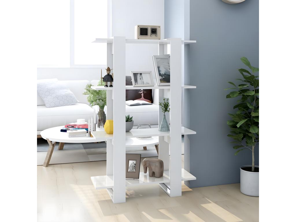 Bibliothèque/Séparateur de pièce Blanc brillant 80x30x123.5 cm OULL88972