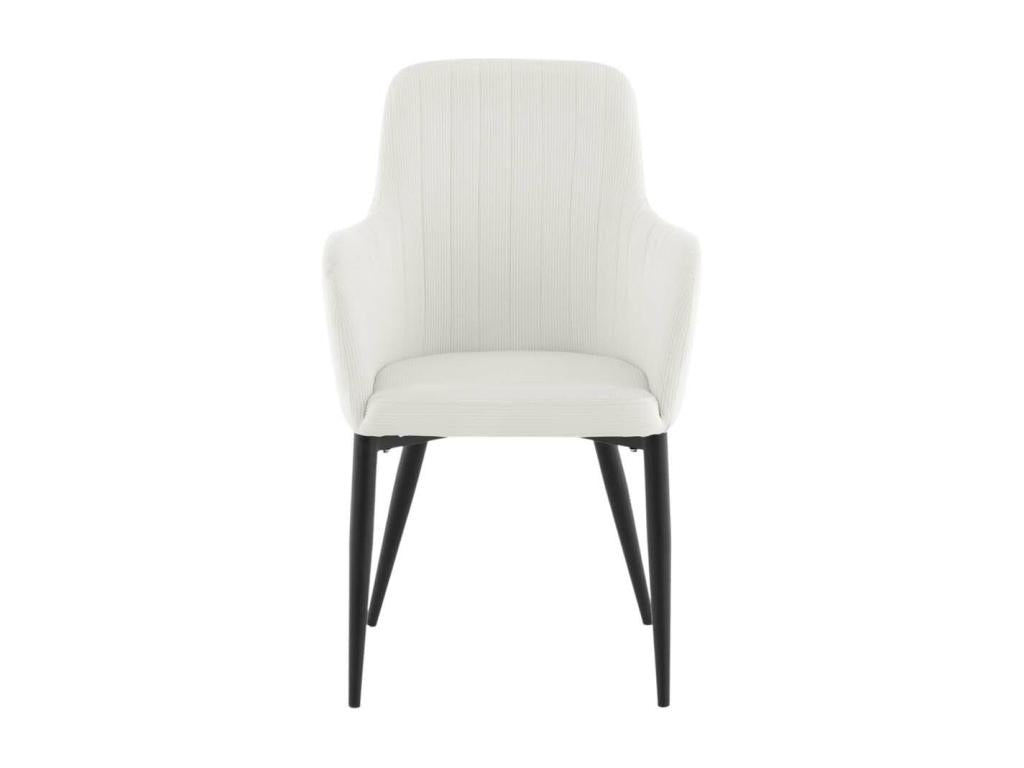 Domopure chaise de salle à manger avec accoudoirs velourss côtelé blanc RWFT61827