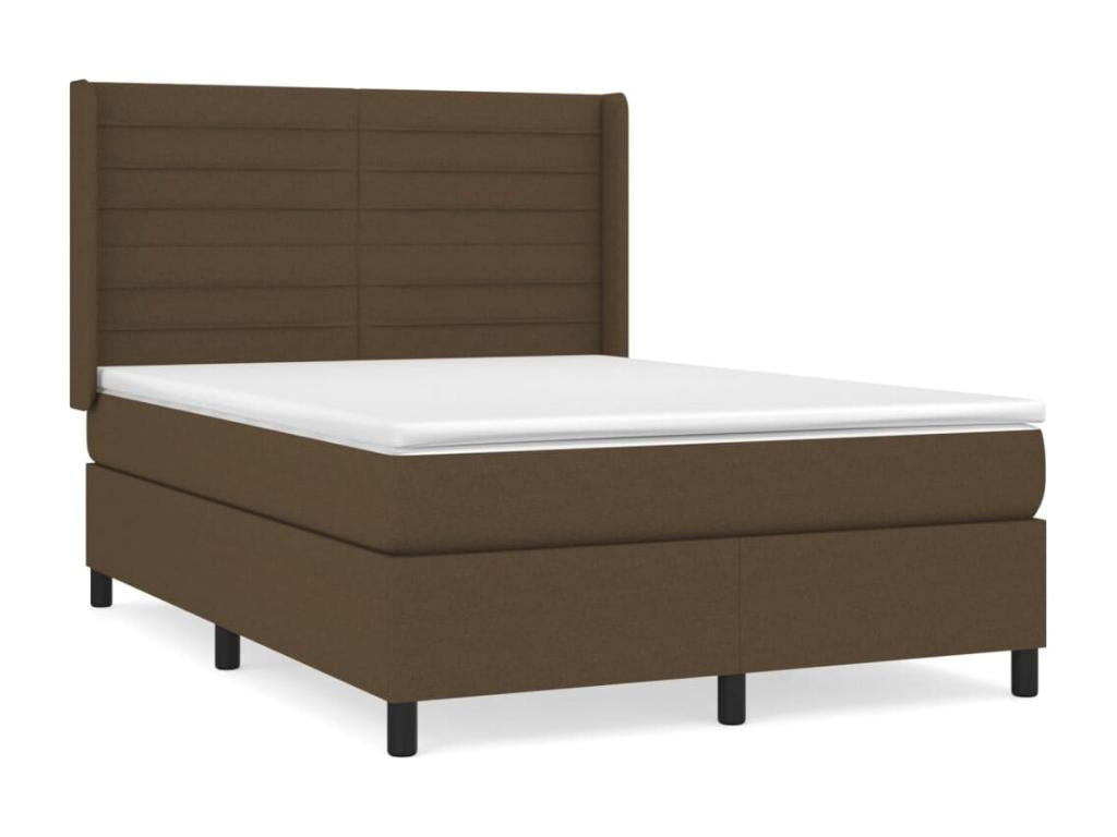 Upholstered bed base with mattress, dark brown, 140x190 cm, AFIQ46639