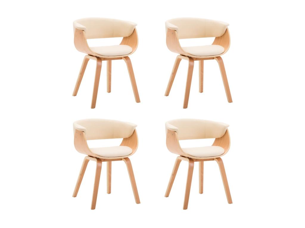 Chaises à manger lot de 4 crème bois courbé et similicuir ELOK18669