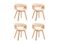 Chaises à manger lot de 4 crème bois courbé et similicuir ELOK18669