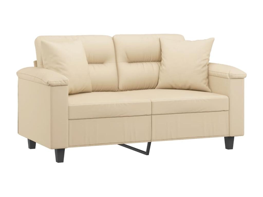 Canapé 2 places avec oreillers crème 120 cm tissu microfibre EOBL98306