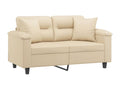 Canapé 2 places avec oreillers crème 120 cm tissu microfibre EOBL98306