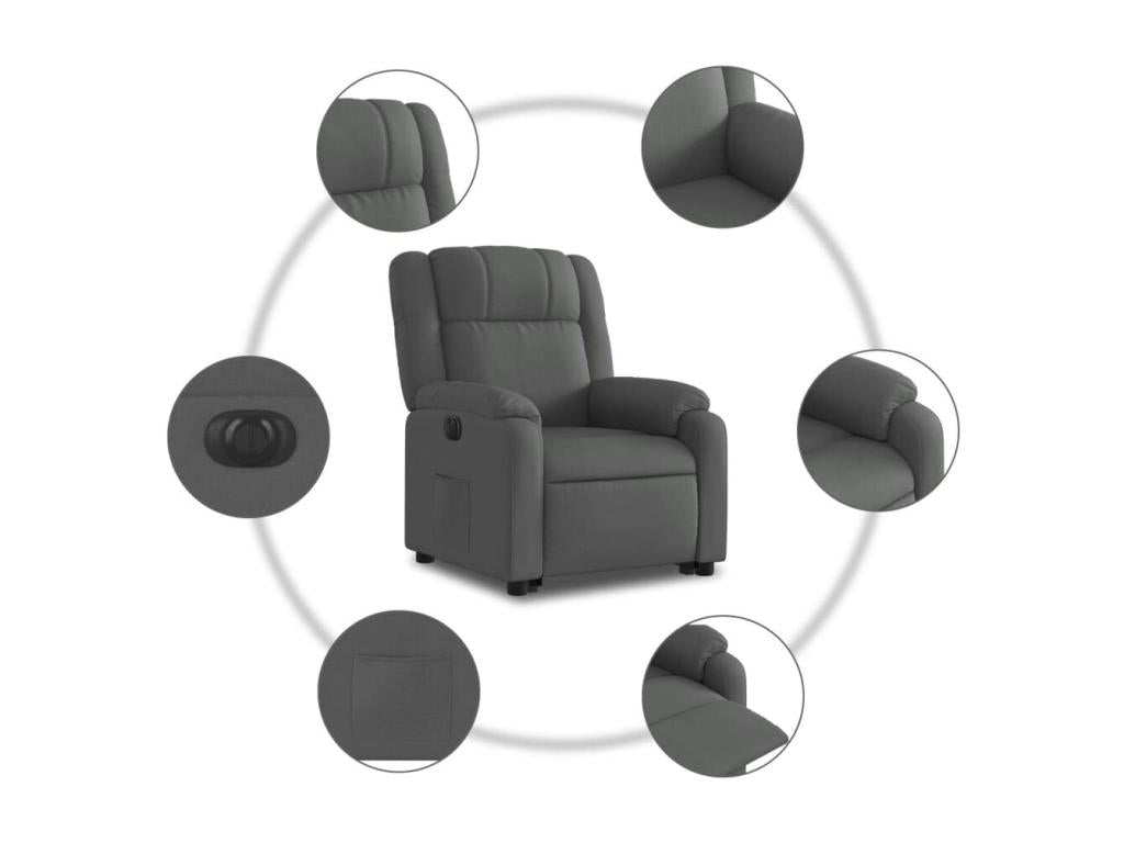 Dark grey fabric electric recliner chair WGHS08953