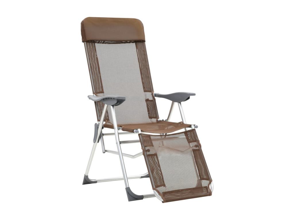 Chaises de camping pliantes et repose-pied 2 pièces marron RFLK91819