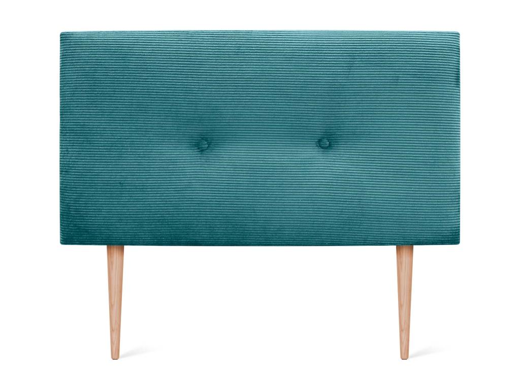 Domopure Plain Corduroy Headboard with Buttons 95x115 with Bed Legs 80/90 - Turquoise DVYE92346