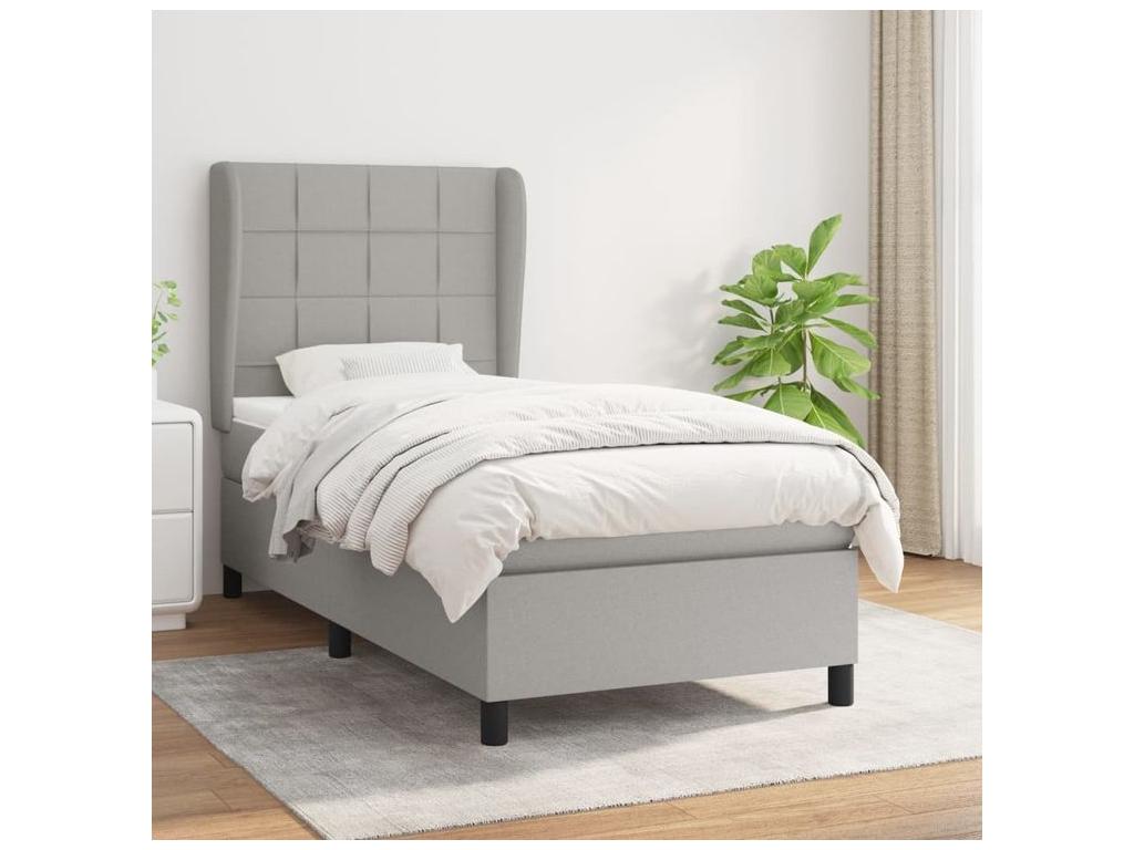 Sommier à Decohaute de lit avec matelas Gris clair 100x200 Tissu FDHA55424