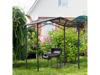 Garden pavilion - barbecue shelter - steakhouse with 2 shelves - barbecue roof - dimensions: 2.46L x 1.49W x 2.30H m - aluminum - black metal with polycarbonate roof QLHF66816