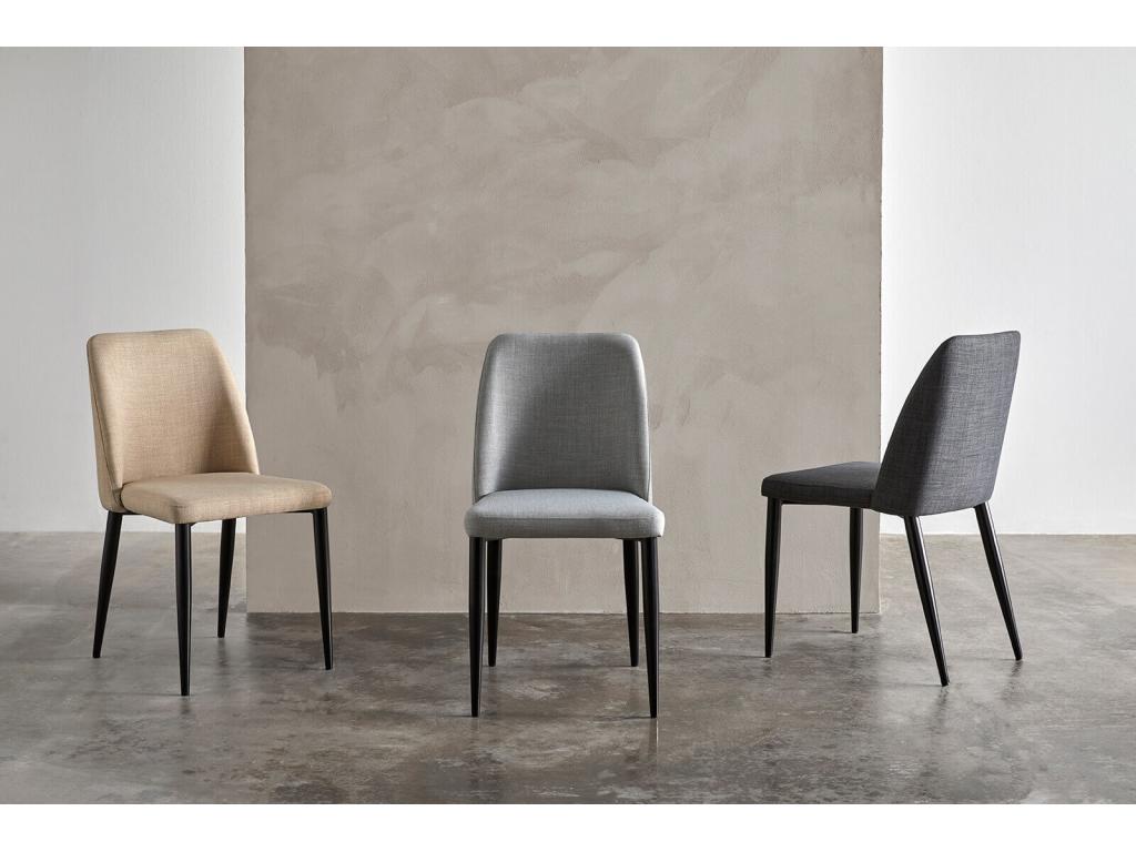 Chaise moderne tissu gris foncé rembourré et pieds métal noir Domopure VJIL12214