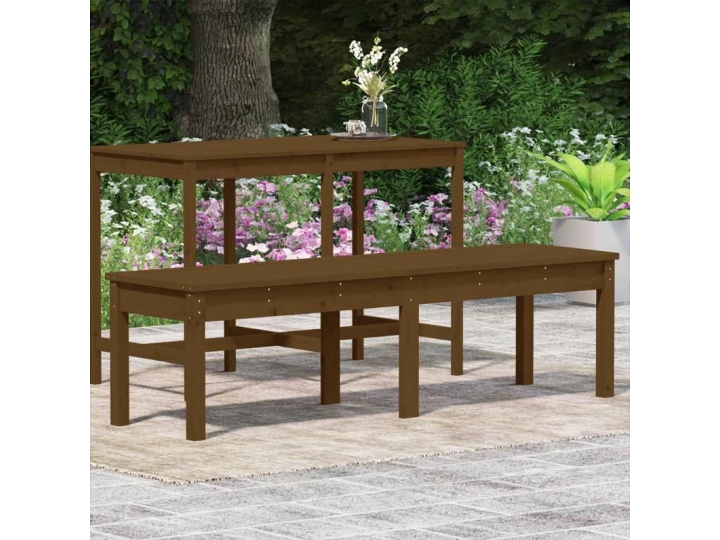 Banc de jardin à 2 places marron miel 159.5x44x45cm bois de pin ETBV88810