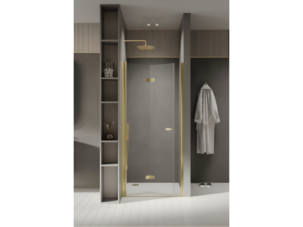 Porte de douche pliante gauche 70 cm doré Domopure GOLD LCLQ29435